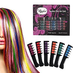 Washable Hair Chalk Comb for Kids, Girls, Party, Cosplay DIY, Non-Toxic & Safe Metallic Glitter for All Hair Colors, 6 Color