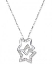 Diamond Double Star Pendant Necklace (1/10 ct. t. w. ) in Sterling Silver