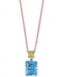 Effy Collection Blue Topaz (4 ct. t. w. ) & Peridot (5/8 ct. t. w. ) Pendant Necklace in 14k Rose Gold
