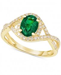 Emerald (1-1/10 ct. t. w. ) & Diamond (1/3 ct. t. w. ) Ring in 14k Gold