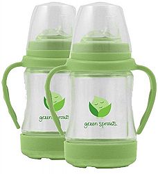 Green Sprouts Glass Sip & Straw Cup, 4 Ounce (Pink, Green, Blue) - Green