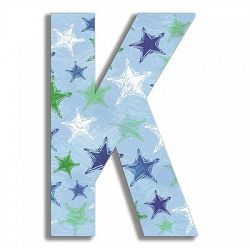 The Kids Room by Stupell Blue Distressed Stars Hanging Wall Initial, K by The Kids Room by Stupell