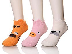 SDBING 3 Pair Infant Toddler Baby Socks Cotton Seamless No-Skid Cartoon Desgin Socks (0-2 Year Old, Animal With Ear)