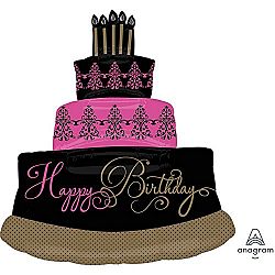 Anagram Supershape Fabulous Celebration Cake Foil Balloon (One Size) (Black/Pink)
