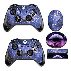 Nebula Starry Sky Planet Vinyl One Xboxone Console Skin & Two Wireless Controller Cover Decal & Four Free Stickers Set for Microsoft Xbox one