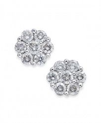 Diamond Cluster Stud Earrings (1/3 ct. t. w. ) in 14k White Gold