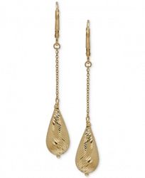 Italian Gold Teardrop Dangle Drop Earrings in 14k Gold, 2 3/8 inches