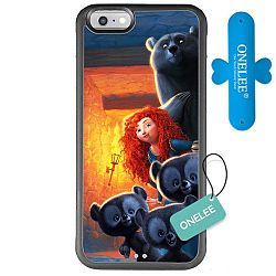 iPhone 6 4.7" Case, Onelee [Scratchproof][Never Fade] Disney Cartoon Brave iPhone 6 4.7" Case Black Rubber(TPU) Tire tread pattern [Free One Touch Silicone Stand]