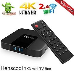 Henscoqi TX3 MINI Android TV Box 16GB Momery Support 1080P 4K Wifi H.265 Android 7.1 [Pure Version]