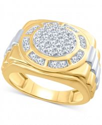 Men's Diamond Cluster Two-Tone Ring (1 ct. t. w. ) in 10k Gold & White Gold