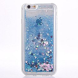 iPhone 6s case, iphone 6 case, MyckuuTM Soft TPU Liquid, Cool Quicksand Moving Stars Bling Glitter Floating Dynamic Flowing Case Liquid Cover for Iphone 6 (blue heart)