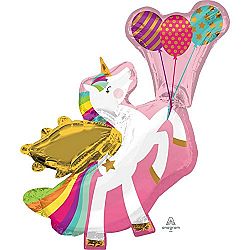 Anagram Supershape Winged Unicorn Foil Balloon (One Size) (Pink)