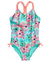 Breaking Waves 1-Pc. Floral-Print Swimsuit, Big Girls