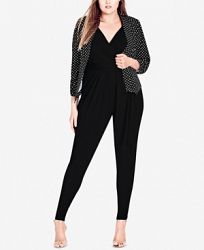 City Chic Trendy Plus Size Draped 3/4-Sleeve Blazer