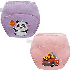 Skhls Unisex Baby Reusable Cute Potty Training Pants Nappy Underwear, 2pcs panda+car, 2t