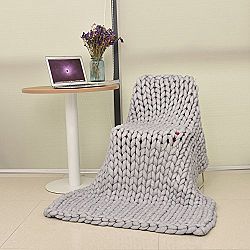Handmade Blanket, Super Soft Ultra-thick Air-conditioner Sofa Quilt Chunky Knit Blanket Throw Yarn Home Decor Gift 47''x59''(Gray)