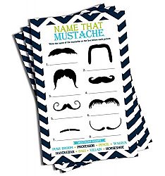 Name That Mustache Game (50-sheets) - Baby Shower Game
