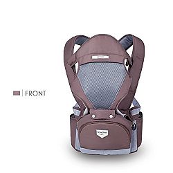 SONARIN Front Multifunctional Hipseat Baby Carrier, Breathable mesh backing, Save Effort, One Size Fits All , Cozy & Soothing For Babies, Easy to Carry and Easy Mom , Adapted to Your Child's Growing, 100% GUARANTEE and FREE DELIVERY, Ideal Gift(Brown)