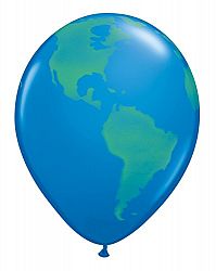 (12) Globe Earth 11" Latex Balloons World Design