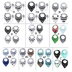 8X Cotton Baby Boy Toddlers Bandana Drool Bibs with Adjustable Snaps Absorbent for Teething Feeding Shower Gift