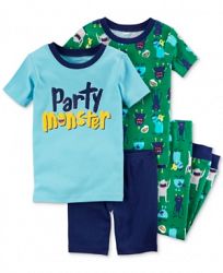 Carter's 4-Pc. Party Monster Cotton Pajama Set, Little Boys & Big Boys