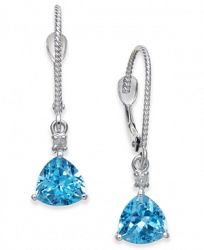 Blue Topaz (2 ct. t. w. ) & Diamond Accent Drop Earrings in 14k White Gold