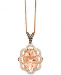 Le Vian Chocolatier Peach Morganite (4-1/3 ct. t. w. ) and Diamond (1/2 ct. t. w. ) Pendant Necklace in 14k Rose Gold, Created for Macy's
