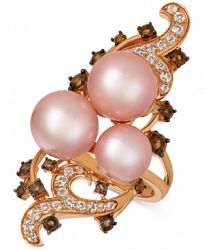 Le Vian Crazy Collection Strawberry Pearls (10mm) & Multi-Gemstone (1-1/8 ct. t. w. ) Ring in 14k Gold