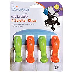 Dreambaby Strollerbuddy Stroller Blanket Clips, 4 Pack, Green/Orange