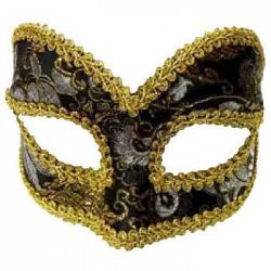 Black and Gold Brocade Masquerade Mask