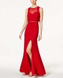 Nightway Illusion Sweetheart Open-Back Gown