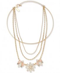 I. n. c. Gold-Tone Multi-Chain Flower Choker Necklace, 12" + 1" extender, Created for Macy's
