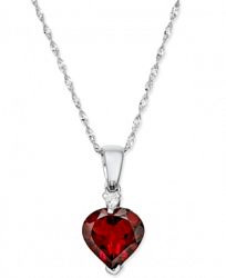Rhodolite Garnet Heart (1-9/10 ct. t. w. ) & Diamond Accent 17" Pendant Necklace in 14k White Gold