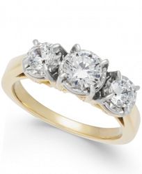 Diamond Trinity Engagement Ring (1 ct. t. w. ) in 14k Gold