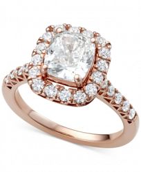 Diamond Cushion Halo Engagement Ring (3 ct. t. w. ) in 18k Rose Gold