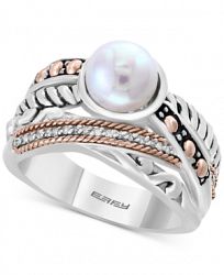 Balissima by Effy Cultured Freshwater Pearl (8mm) & Diamond Accent Ring in Sterling Silver & 18k Rose Gold