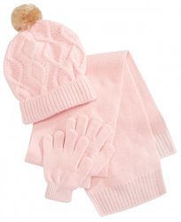 Berkshire 3-Pc. Cable-Knit Hat, Scarf & Gloves Set, Little Girls & Big Girls