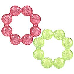 Nuby Pur Ice Bite Soother Ring Teether, 2 Count - Blue/Pink