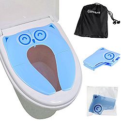Gimars Upgrade Large Non Slip Silicone Pads Travel Folding Portable Reusable Toilet Potty Training Seat Covers Liners with Carry Bag for Babies, Toddlers and Kids, Blue