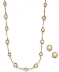 Charter Club Gold-Tone 2-Pc. Set Polished Sphere Statement Necklace and Stud Earrings, Created for Macy's