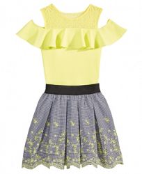 Beautees 2-Pc. Embroidered Bodysuit & Eyelet Skirt Set, Big Girls