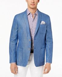 Tallia Orange Men's Modern-Fit Blue Tonal Herringbone Sport Coat