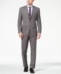 Marc New York by Andrew Marc Men's Classic-Fit Stretch Medium Gray Windowpane Suit