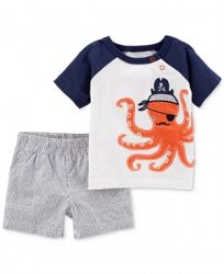 Carter's 2-Pc. Graphic-Print Cotton T-Shirt & Shorts Set, Baby Boys