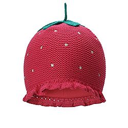 Toubaby Chlidren's Caps Lovelt Little Girls Strawberry Knitted Hat Red 0-6t (4-6t)