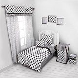 Bacati Dots/Pinstripes Black/White 4 Piece Toddler Bedding Set