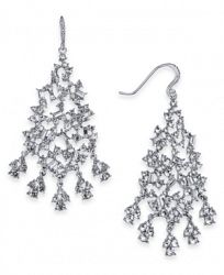 I. n. c. Silver-Tone Crystal Cluster Chandelier Earrings, Created for Macy's