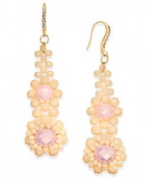 I. n. c. Gold-Tone Stone Flower Drop Earrings, Created for Macy's