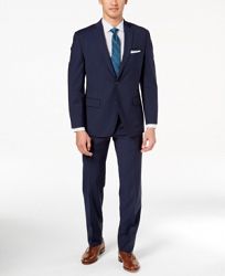 Michael Kors Men's Big and Tall Classic-Fit Navy Mini-Grid Suit