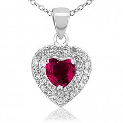 Pure Ecojewellery Pure - Women's Pink Heart Shaped Cz Pendant Set In Sterling Silver - Pen-2926-Pk